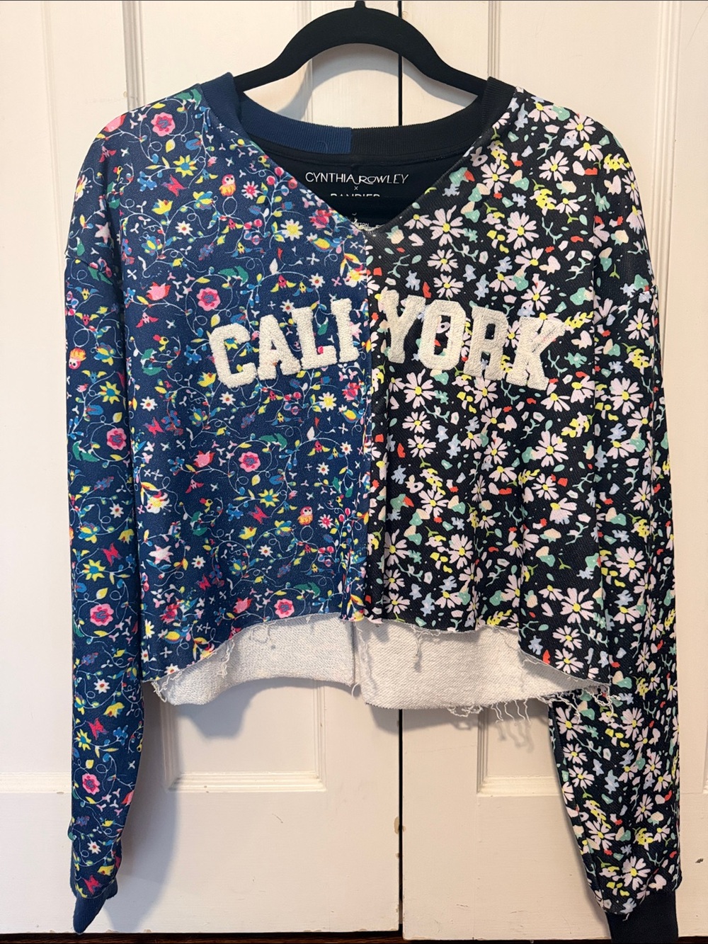 NWOT $99 Cynthia Rowley Navy black 'CALI YORK' Sweatshirt - super cool